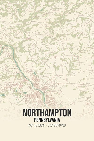 Carte ancienne de Northampton (Pennsylvanie), USA. par Affiches de lieux