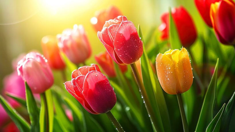 Soft Spring Blooming Tulips by Vlindertuin-Art