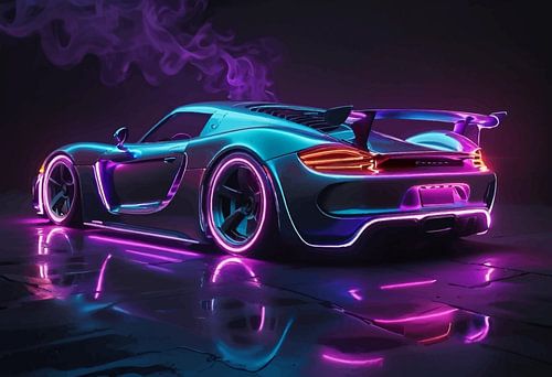 Porsche Carrera GT - Neon filmische supercar showcase kunst