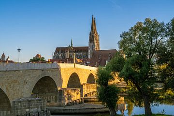 De stenen brug in Regensburg van ManfredFotos