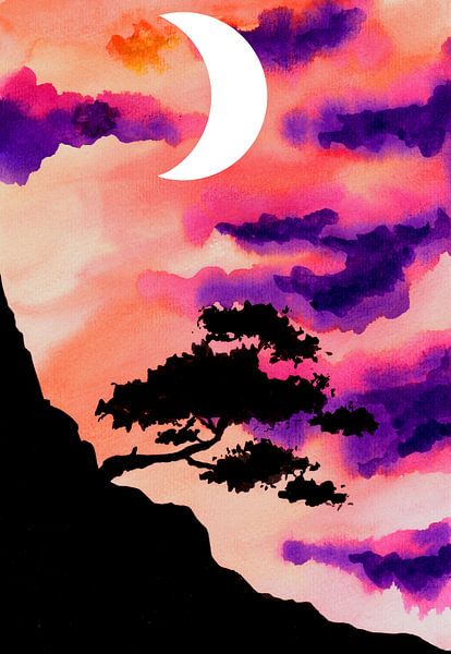 Arbre solitaire sur le flanc d'une montagne par Sebastian Grafmann