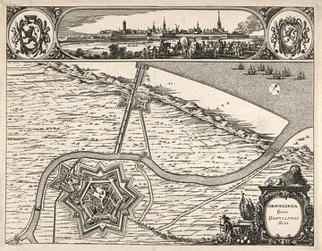 Oude kaart van Grevelingen van omstreeks 1730