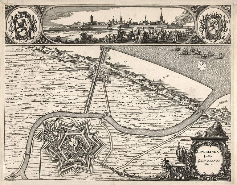 Oude kaart van Grevelingen van omstreeks 1730 van Gert Hilbink