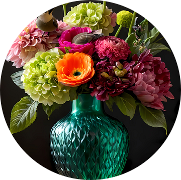 Weelderige bloemenschikking: 