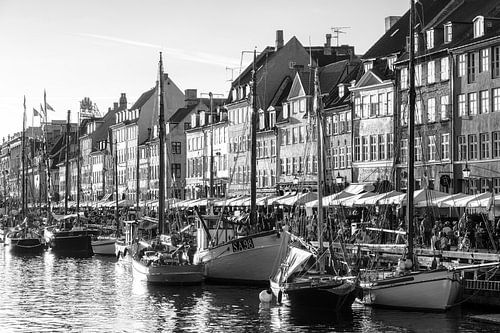 Nyhavn Copenhagen in black and white