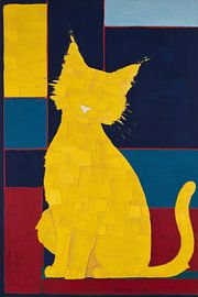 Geometrische Katze in leuchtenden Farben von Art & Soul Creations