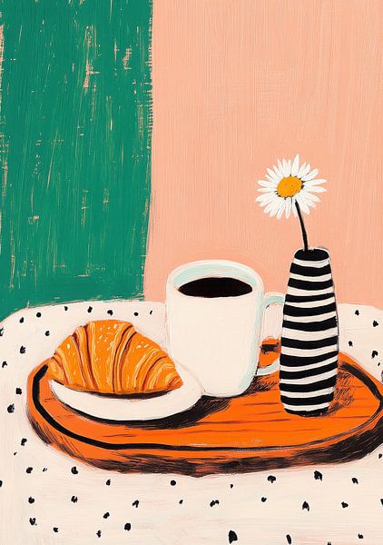 Morgenszene mit Kaffee und Croissant von Niklas Maximilian