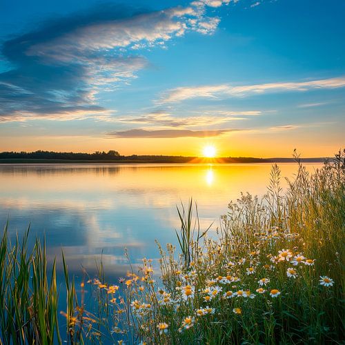 Zonsondergang bij het meer