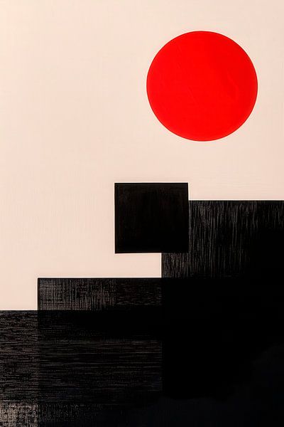 Abstrakte Komposition mit Rot und Schwarz von Poster Art Shop