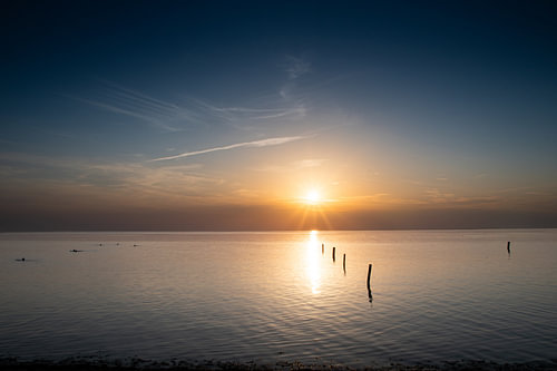 The North Sea coast of East Frisia at sunset