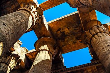 Zuilen in de tempel van Kom Ombo in Egypte van Dieter Walther