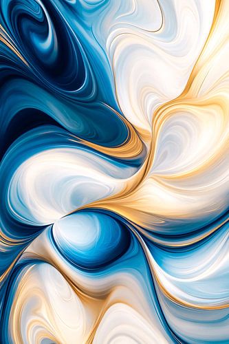 Blauwe en gouden kunstvormen