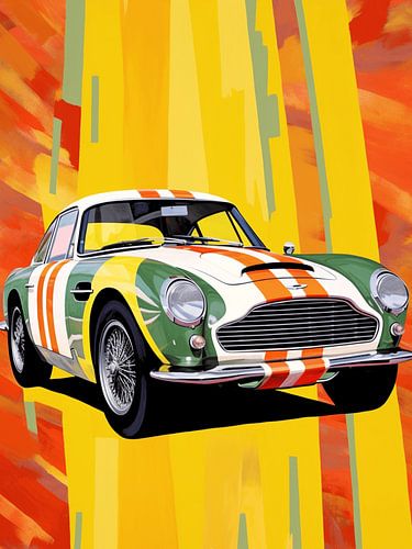 Aston Martin DB5 Voiture de sport Oldtimer stylisée Pop Art moderne