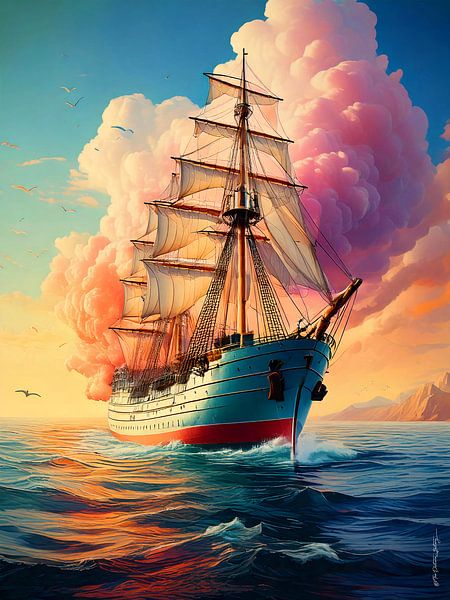 Pink clouds over the sea by Ted Decker