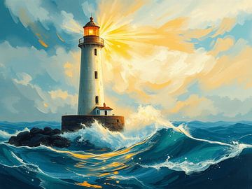 Vuurtoren op zee van On Your Wall