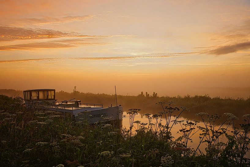Boat &quot;the Albatros&quot;in opmeer in the fog by peterheinspictures