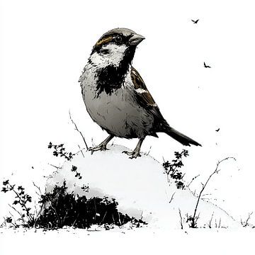 Sparrow on Snow Hill by Karina Brouwer