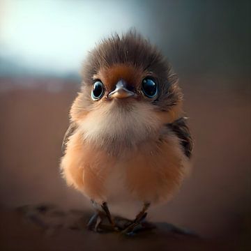 De Kleine Fladderaar - Schilderij Vogel van AiArtLand