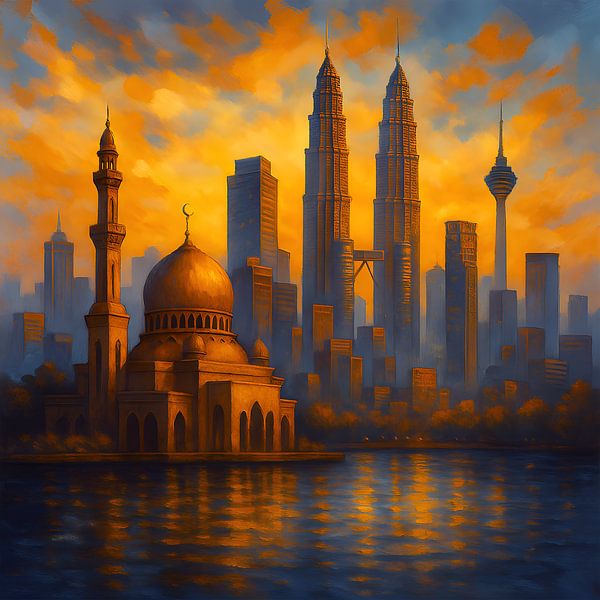 Kuala Lumpur, Maleisië schilderij. van Johannes
