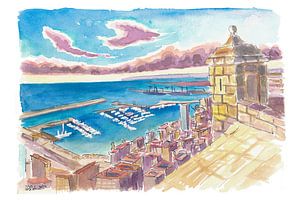 Sommer in Alicante Spanien mit Blick auf den Yachthafen