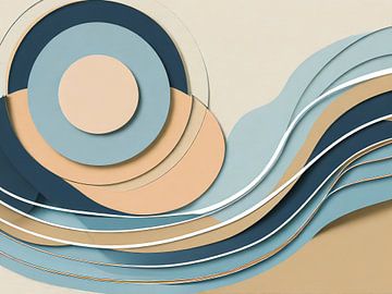 Modern ART made of circles and waves in pastel colours by Lindenthal.ART