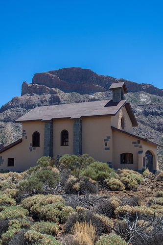 A chapel in the volcanic landscape of Teide National Park on Tenerife, Canary Islands