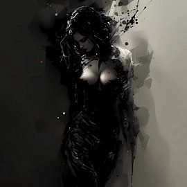 Titel: Aus den Schatten auftauchen (oder: Wiedergeburt in Tinte) von Art by Monique Dersjant