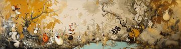 Dieren Schilderij | Magical Menagerie Frolic van Kunst Kriebels