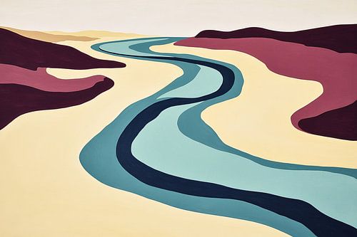 Abstract rivierlandschap in zachte kleuren