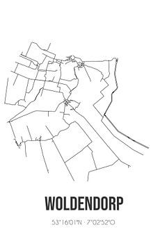 Woldendorp (Groningen) | Landkaart | Zwart-wit van Rezona