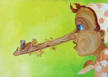 Sprookjesschilderij: Pinokkio kasteel van Anne-Marie Somers