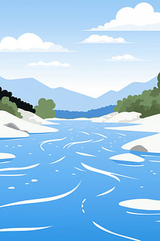 Blue River Through a Quiet Green Valley
