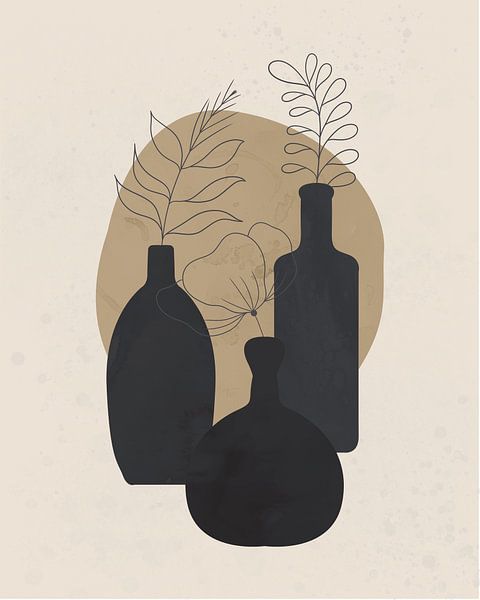 Nature morte minimaliste avec trois vases par Tanja Udelhofen