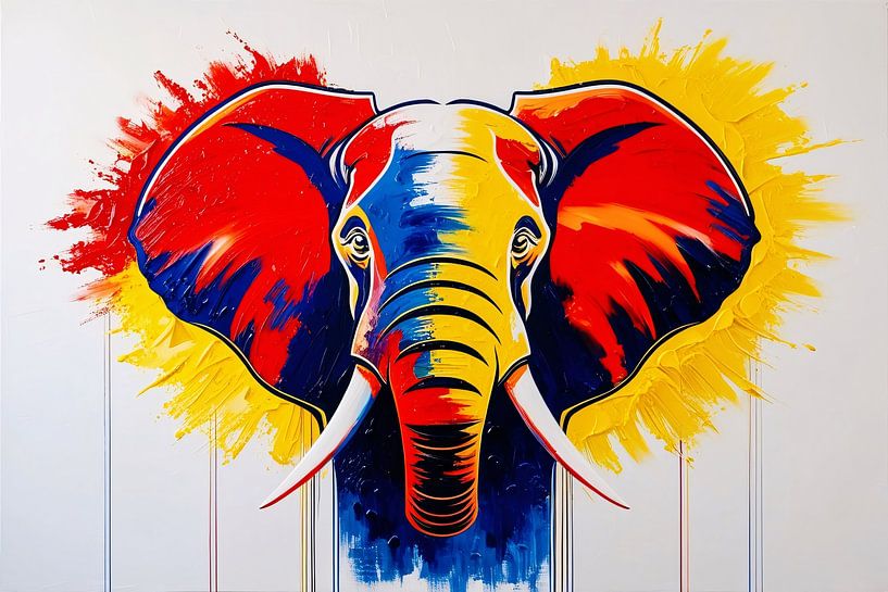 Buntes Elefantenporträt abstrakt von Art & Soul Creations