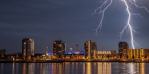 Stadion Feyenoord met onweer 1 van John Ouwens