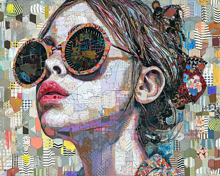 Frau mit Sonnenbrille | Modernes Porträt von Kunst Laune