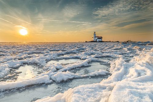 Lighthouse Paard van marken in wintertime