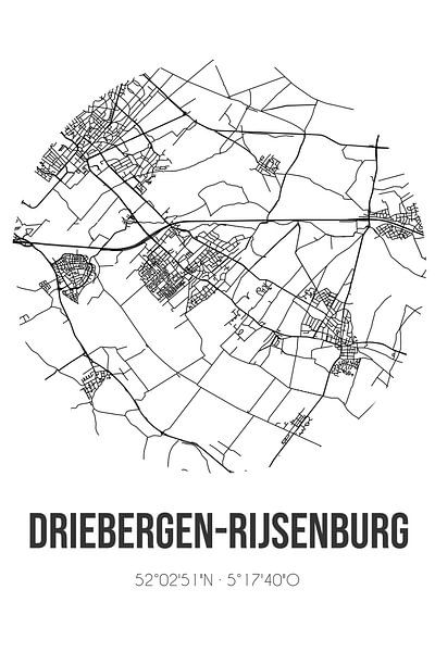 Driebergen-Rijsenburg (Utrecht) | Map | Black and White by Prints of Place