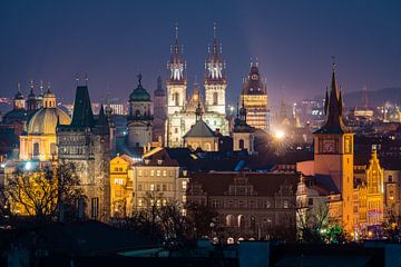 View over Prague in the evening
