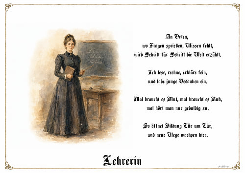 Lehrerin – Zunftbild mit Gedicht