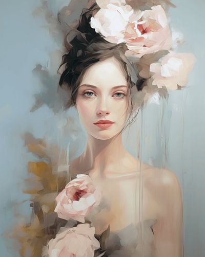Portret met een romantische uitstraling in roze