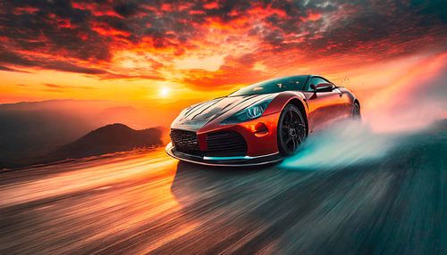 Sportwagen in het landschap