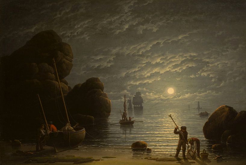 Moonlight Coastal Scene, Robert Salmon by Masterful Masters