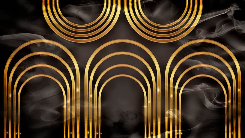 Golden balance art deco geometry by Mad Dog Art