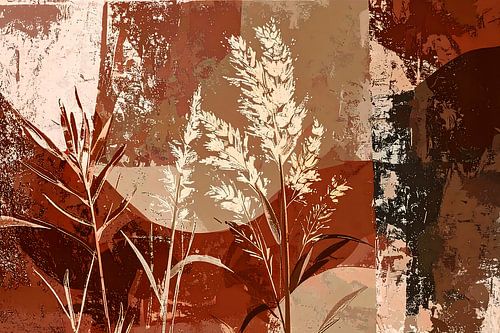 Botanische kunst.  Natuurlijke Grassen in aarde tinten