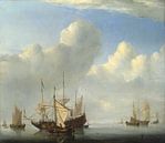 Ein niederländisches Schiff kommt vor Anker, Willem van de Velde von Meisterhafte Meister Miniaturansicht