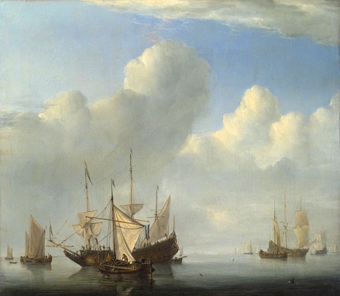 Un navire néerlandais venant à l'ancre, Willem van de Velde par Des maîtres magistraux