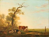 Paysage de prairie avec des animaux, Jacob van Strij par Des maîtres magistraux Aperçu