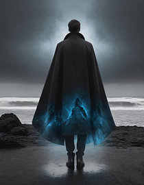 Mysterious Landscape with a Blue-Glowing Crystal and a Robe by Stefan Vermeer