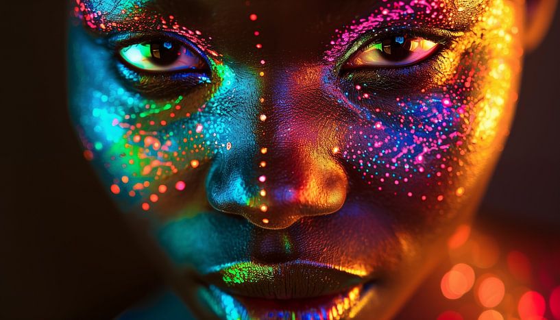 Afrikanische Frau Neon-Panorama von TheXclusive Art
